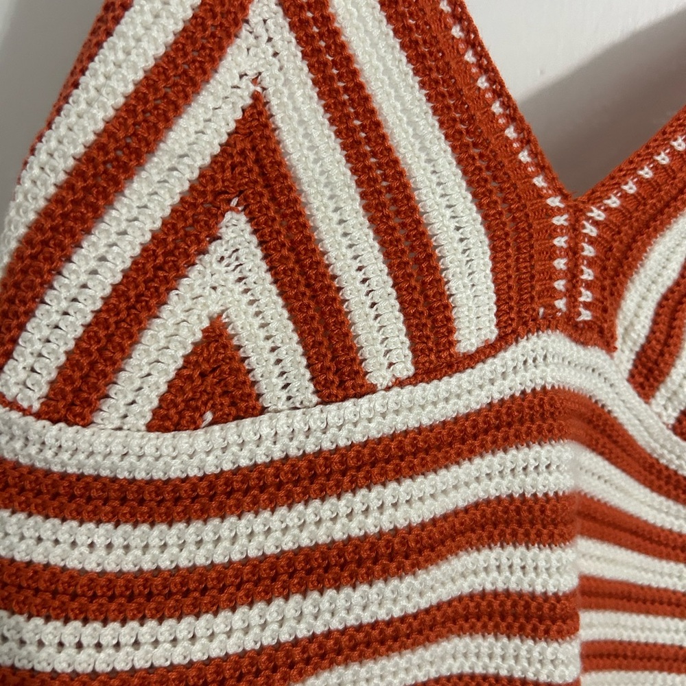 No Comment Orange and White Crochet Tank Top - Picture 5 of 6